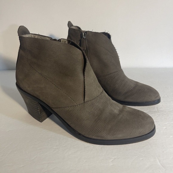 Eileen Fisher Heeled Ankle Boots 8.5 Side Zipper Neutral Vero Cucio Leather - Picture 3 of 16